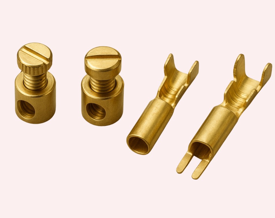 Brass Screw-Type and Crimp Connectors for Secure Electrical Cable Termination, High Strength Corrosion-Resistant Terminals for Power, Control, and Automotive Applications